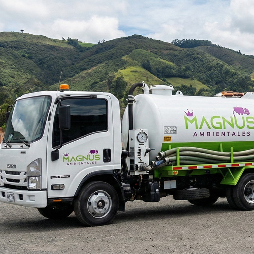 Flota de camiones vactor ligero y mediano de Magnus Ambientales para transporte de aguas residuales y limpieza de pozos en Cundinamarca
